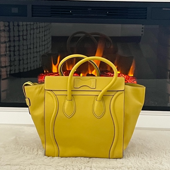 Celine Yellow Leather Mini Luggage Tote - Picture 2 of 12